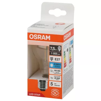 Светодиодная лампа 7,5 Вт Е27/А филаментная холодный свет OSRAM - baucenter.ru Светодиодная лампа 7,5 Вт Е27/А филаментная холодный свет OSRAM
