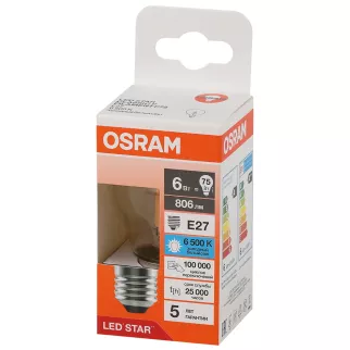 Светодиодная лампа 6 Вт Е27/P филаментная холодный свет OSRAM - baucenter.ru Светодиодная лампа 6 Вт Е27/P филаментная холодный свет OSRAM