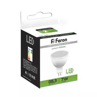 Светодиодная лампа 7 Вт GU5,3 220 В нейтральный свет Feron