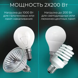 Выключатель сенсорный двухклавишный EVERSON 2х200 Вт черный