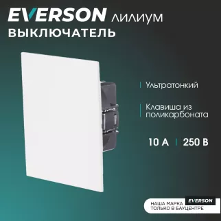 Выключатель белый матовый без рамки EVERSON Лилиум