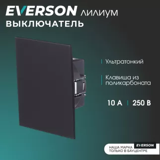 Выключатель черный матовый без рамки EVERSON Лилиум