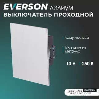 Выключатель проходной рифленый алюминий без рамки EVERSON Лилиум