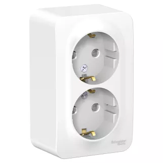 Розетка двойная Systeme Electric Бланка с заземлением белая