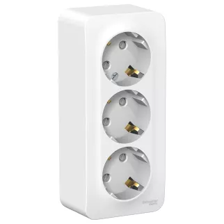 Розетка тройная Systeme Electric Бланка с заземлением белая