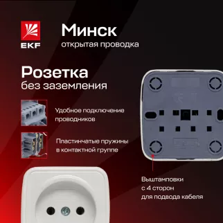 Розетка EKF Минск без заземления белая