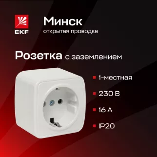 Розетка EKF Минск с заземлением белая
