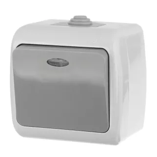 Выключатель одноклавишный EKF Мурманск с подсветкой серый