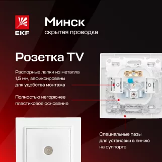 Розетка ТВ EKF Минск белая