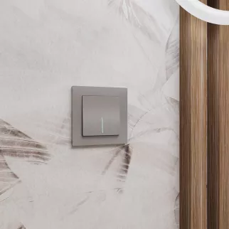 Выключатель ONVOLT/EVERSON Кватро с подсветкой без рамки никель