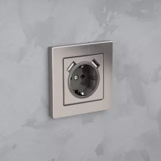 Розетка +2USB ONVOLT/EVERSON Кватро с заземлением без рамки никель