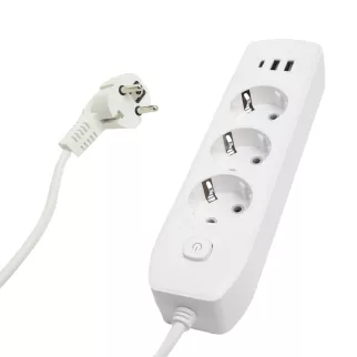 Удлинитель 3 м 3 гнезда с заземлением 2500 Вт + 2USB-A + USB-C 12 Вт STEKKER