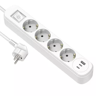 Удлинитель 3 м 4 гнезда с заземлением 2200 Вт + USB-A + 2USB-C 20 Вт Electraline - baucenter.ru Удлинитель 3 м 4 гнезда с заземлением 2200 Вт + USB-A + 2USB-C 20 Вт Electraline