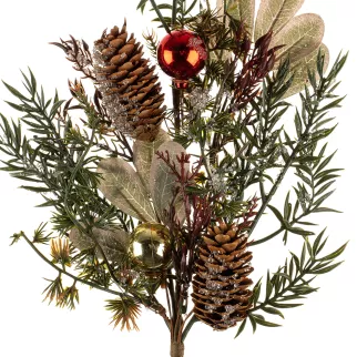 Ветка декоративная 58 см с шишками и ягодами Santi