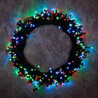 Гирлянда Нить 400LED 20 м многоцветный свет, зеленый провод IP20 ПВХ, 8 функций Santi