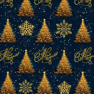 Бумага упаковочная 70х100 см Золотые елки 95218