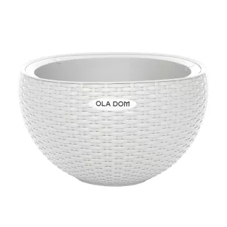 Горшок пластиковый подвесной RATTAN OLA DOM белый d34 см h21 см 12 л со вставкой 5 л