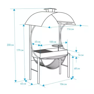 Мангал с крышей 116х75х200 см сталь 3 мм КЛАССИК