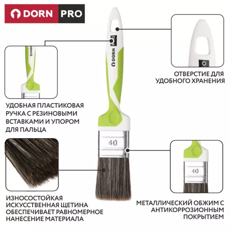 Кисть для пропиток DORN PRO 40 мм двухкомпонентная ручка