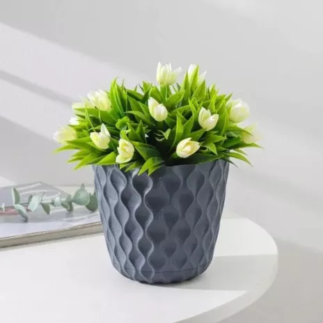 Горшок пластиковый Wave серый d14,5 см h13 см 1,4 л