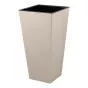 Кашпо пластиковое London CUBE калифорнийский миндаль 25x25x47 см 19,4 л со вставкой 10 л - baucenter.ru