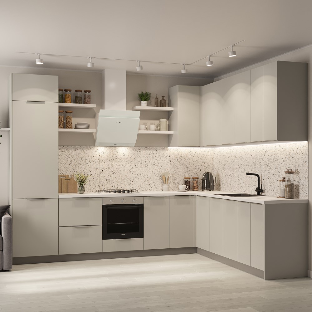 Моно серо-бежевый матовый