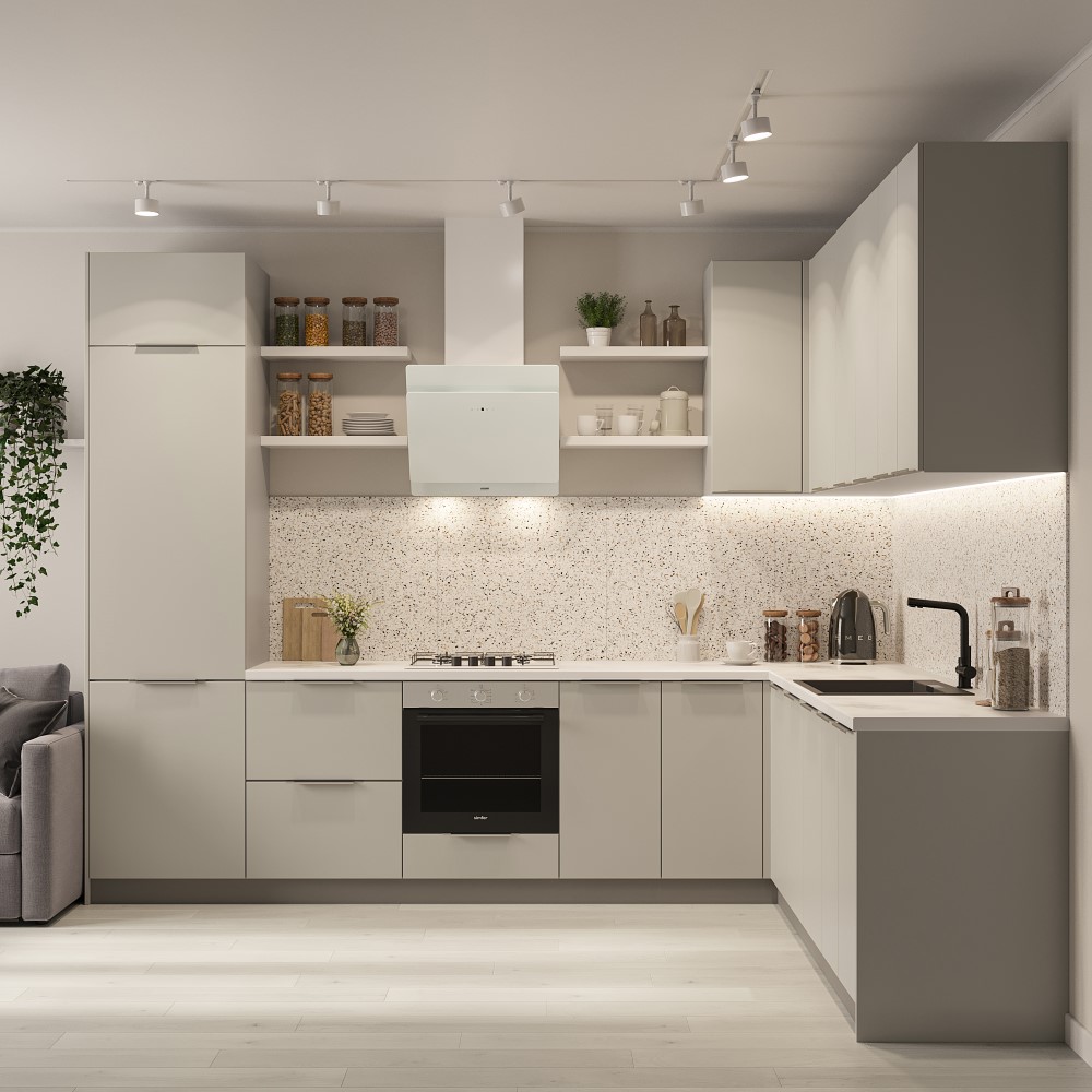 Моно серо-бежевый матовый