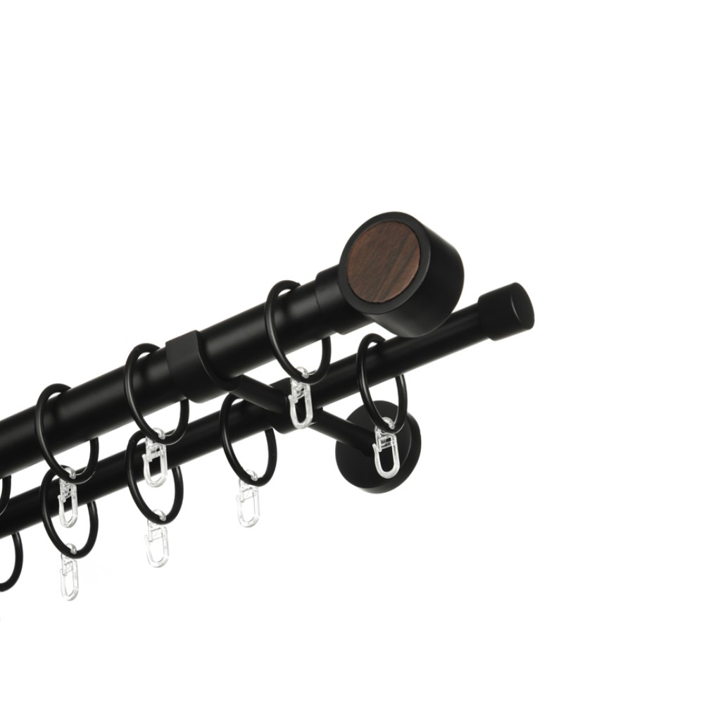 Карниз готовый раздвижной Сёркл черный матовый диаметр 28/19мм