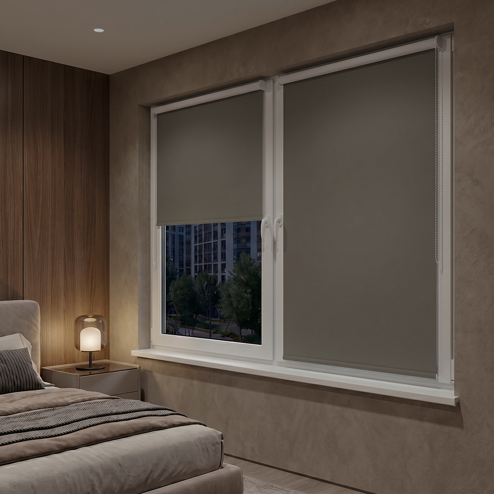 Шторы рулонные блэкаут коричневые NEODECO Базовый
