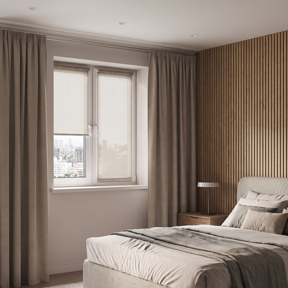 Шторы рулонные бежевые NEODECO Модерн