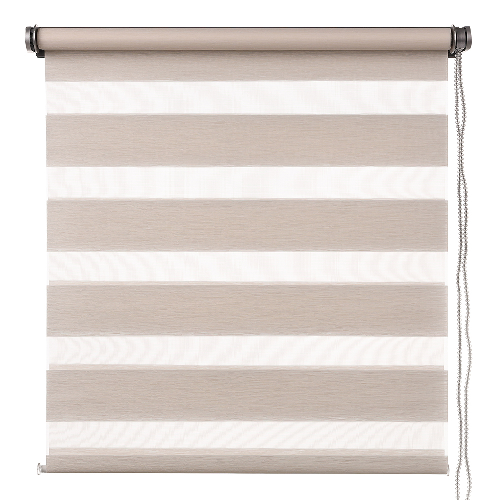 Шторы рулонные день-ночь бежевые NEODECO Вукси