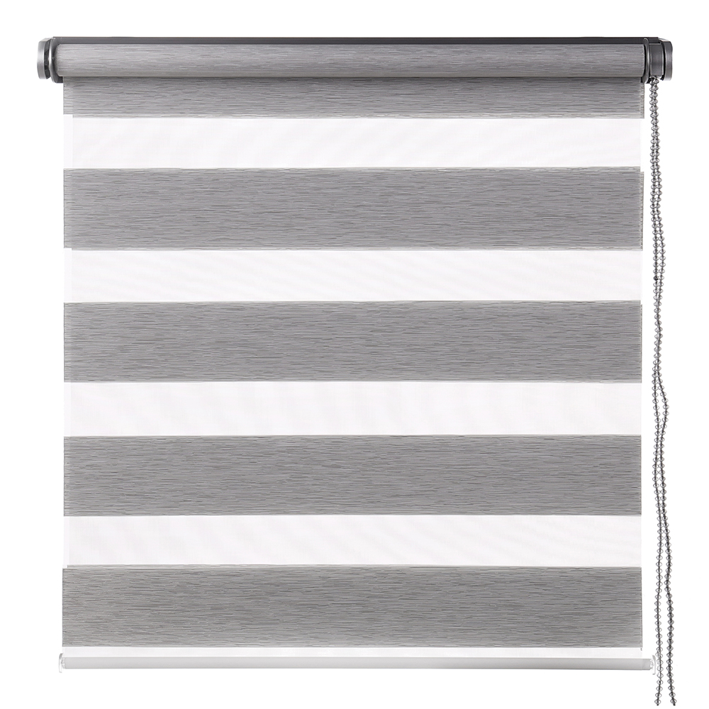 Шторы рулонные день-ночь серые NEODECO Вукси