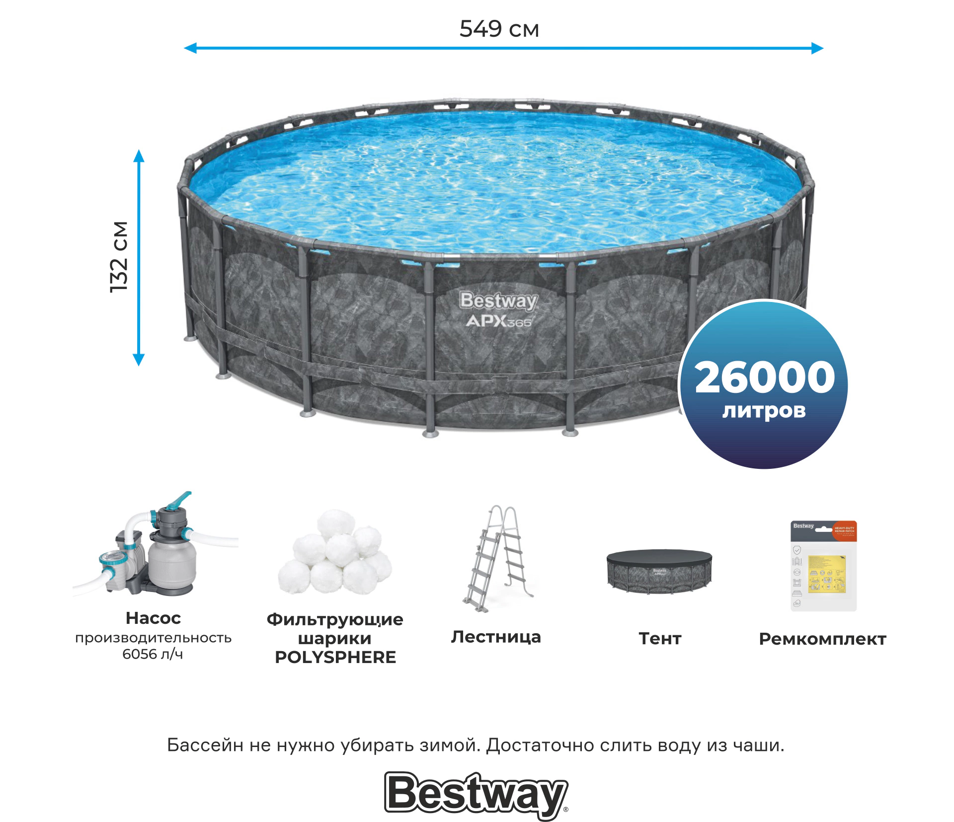 Обзор каркасного бассейна Bestway APX365