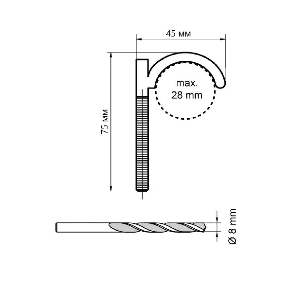 Дюбель-фиксатор крюковой Walraven 50 мм