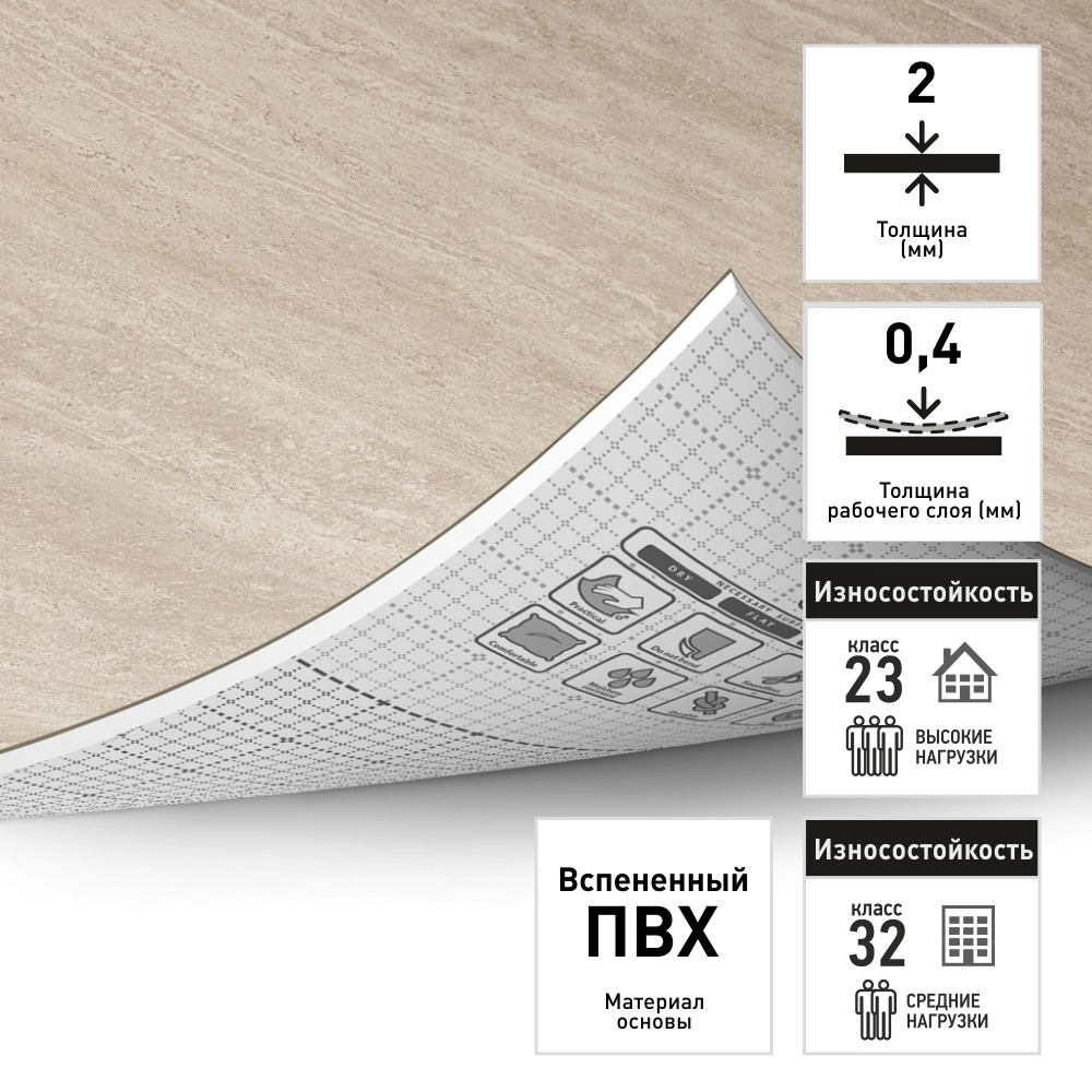 Линолеум Крафт Печора 1 3 м/2,0 мм/0,4 мм