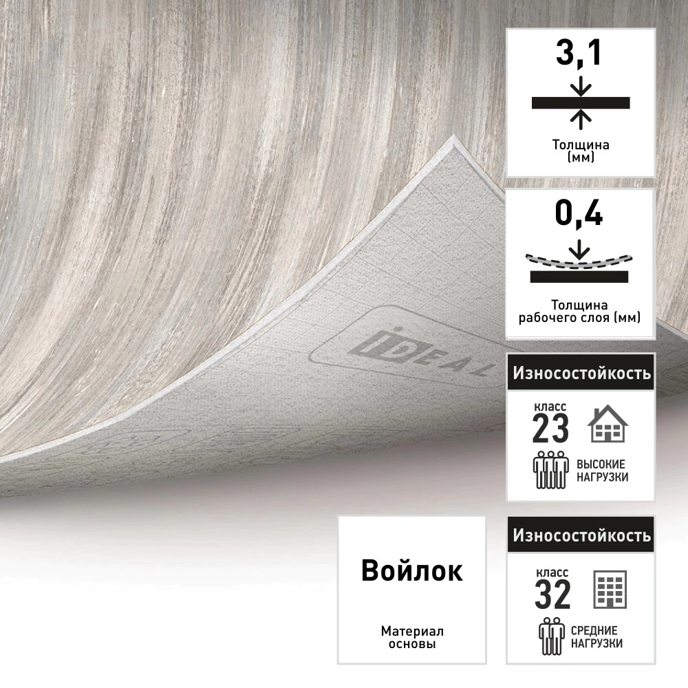 Линолеум Глори Модест 1 4 м/3,1 мм/0,4 мм