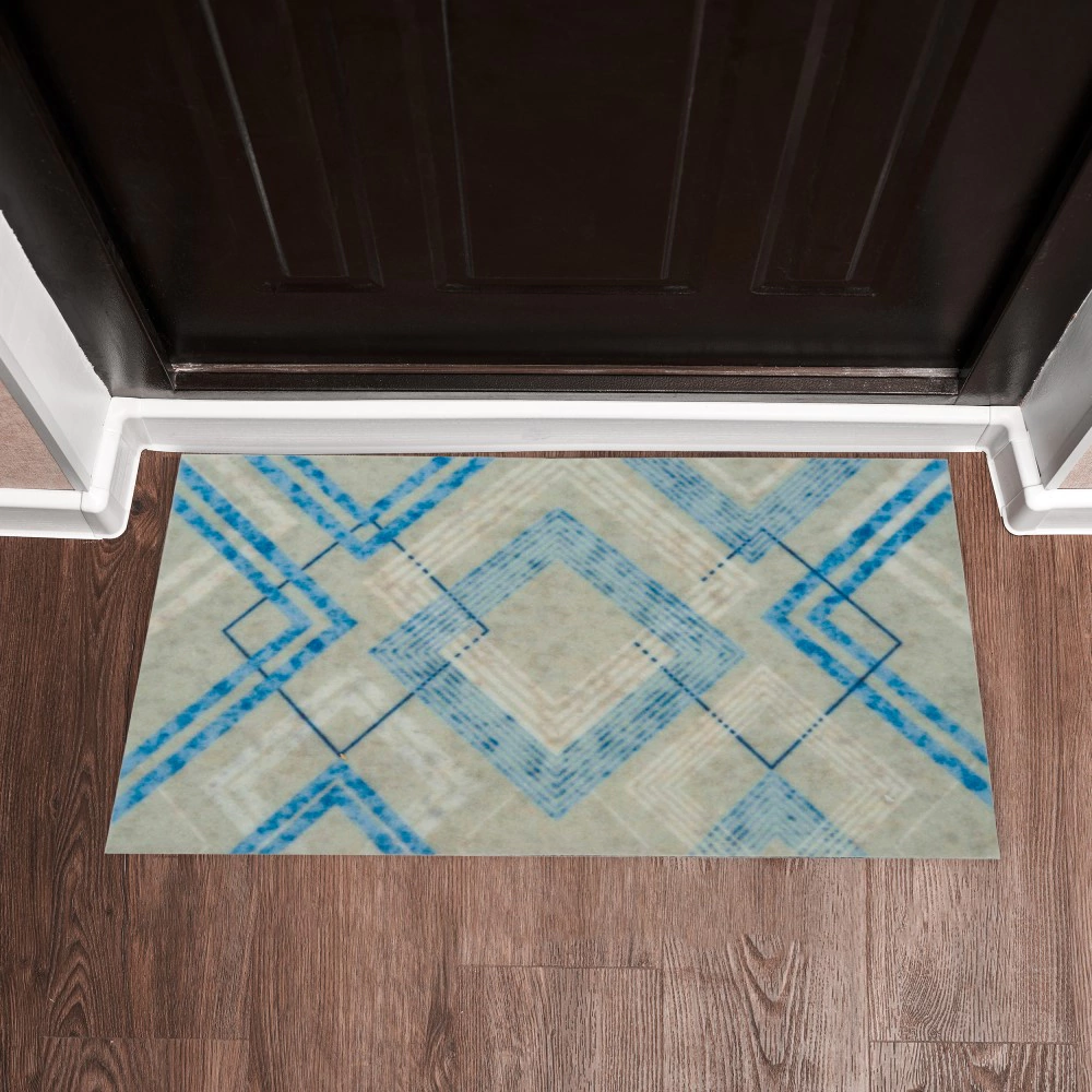 Коврик входной влаговпитывающий Виенна Геометрия 1 40х60 см голубая