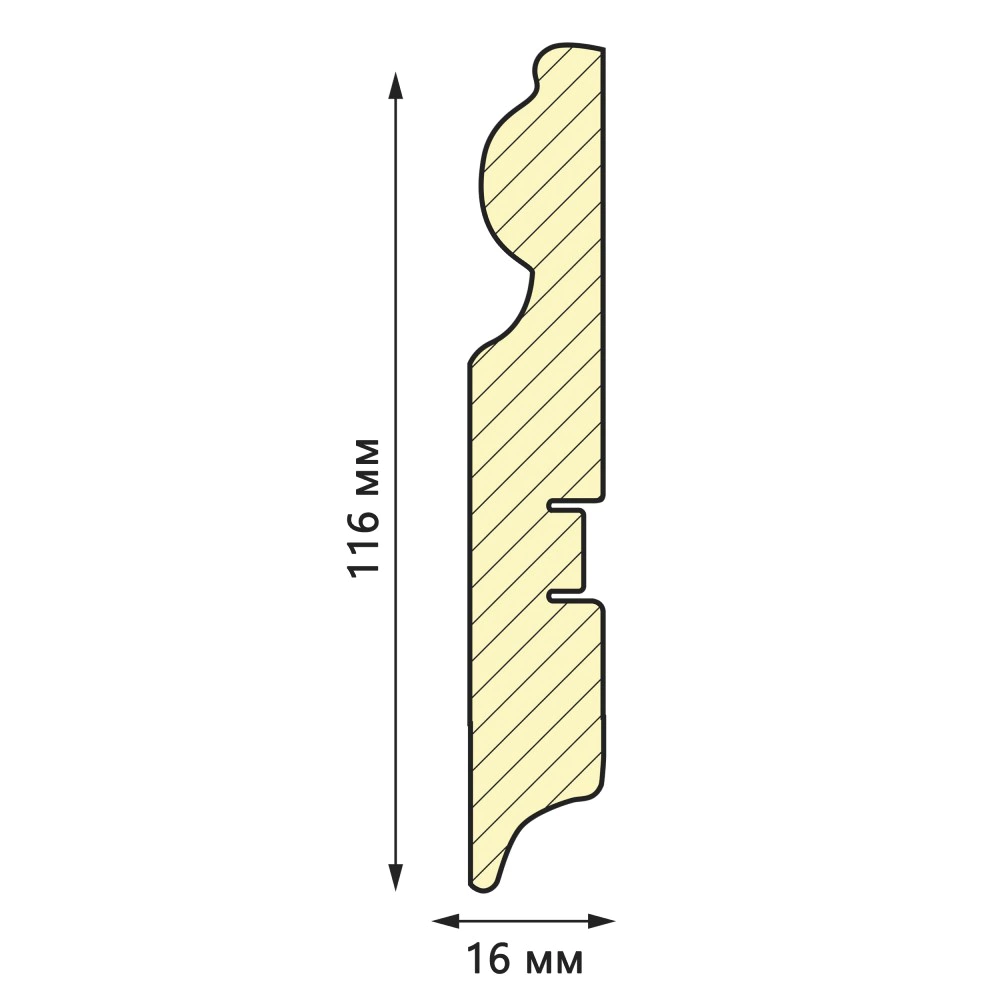 Плинтус напольный под покраску МДФ 3D 2400х116х16 мм