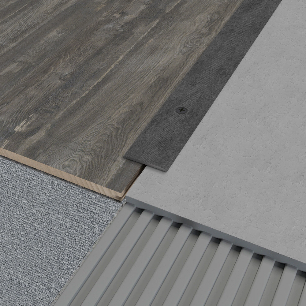 Порог алюминиевый стыкоперекрывающий Грейс 900х37 мм Графит