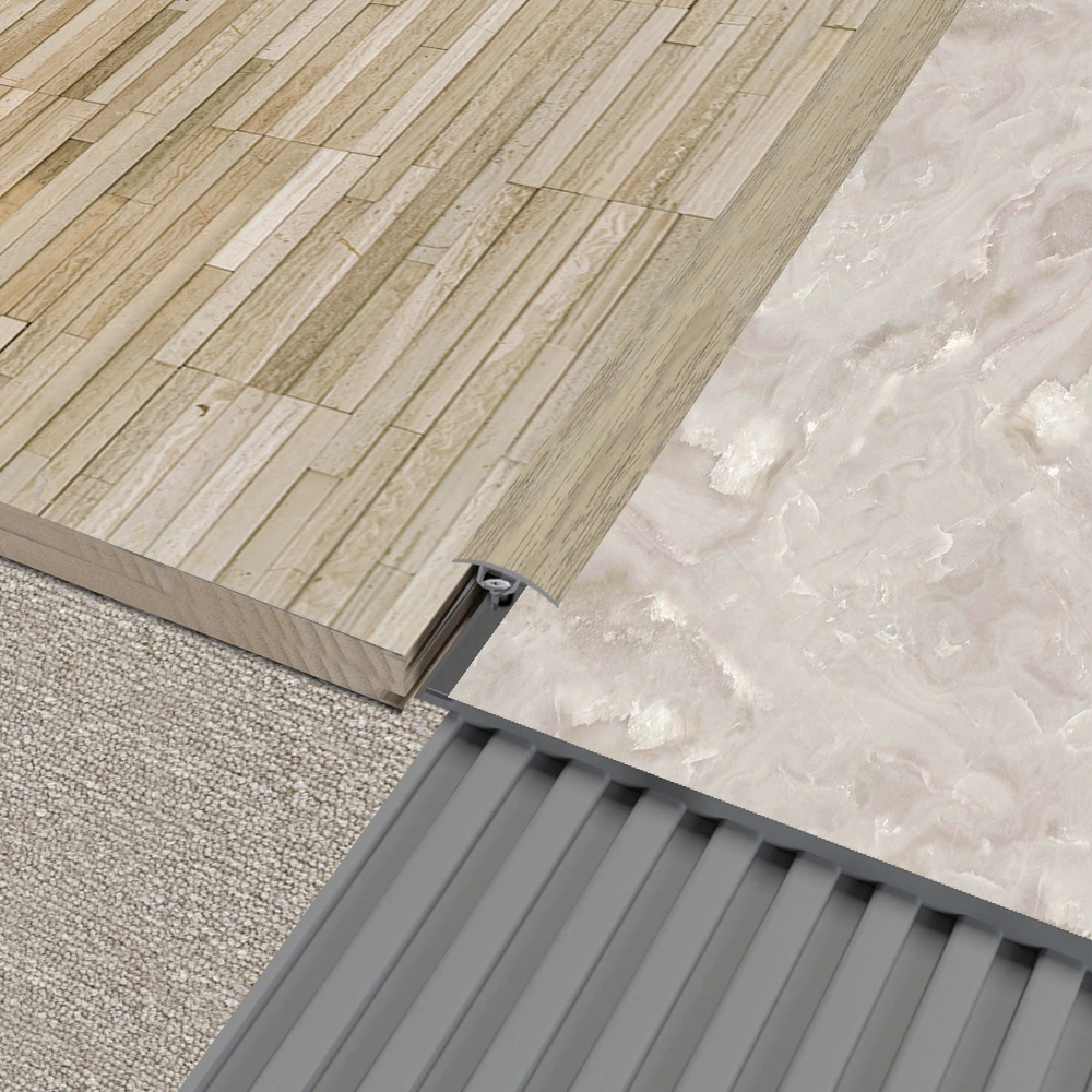 Порог алюминиевый разноуровневый 900х41 мм Клен беленный