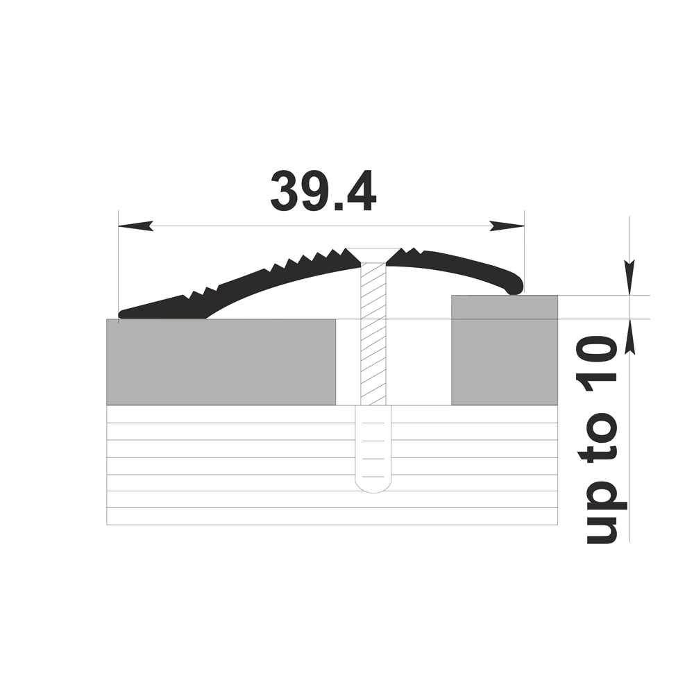 Порог алюминиевый разноуровневый 900х39,4 мм Дуб светлый