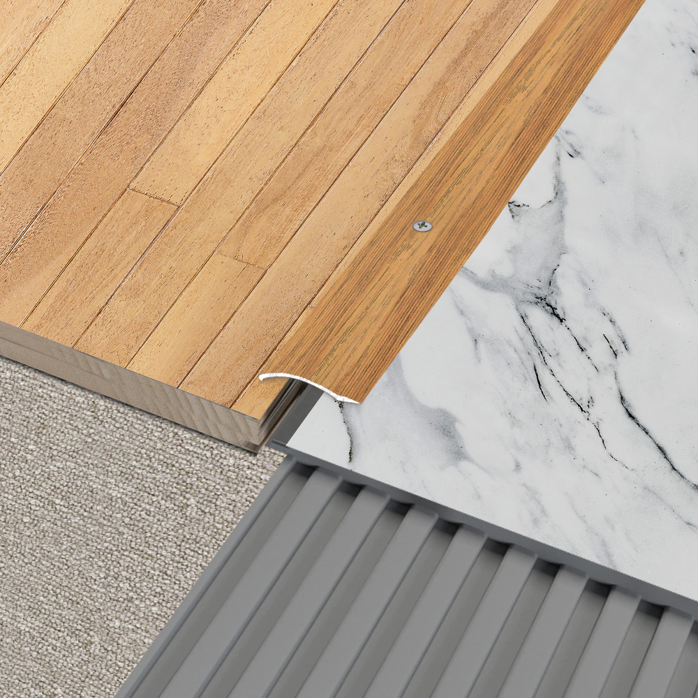 Порог алюминиевый разноуровневый 900х39,4 мм Дуб светлый