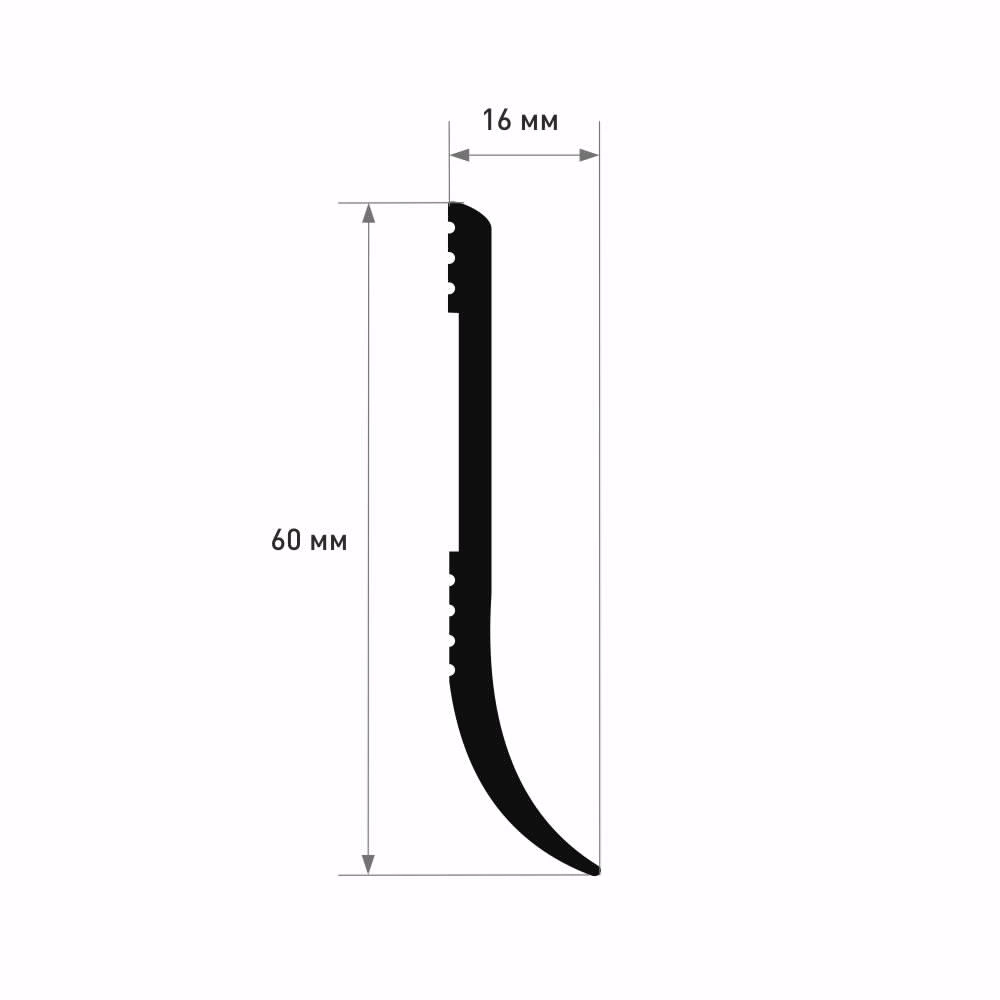 Плинтус напольный под покраску ударопрочный Cosca PL002 2000х60х16 мм