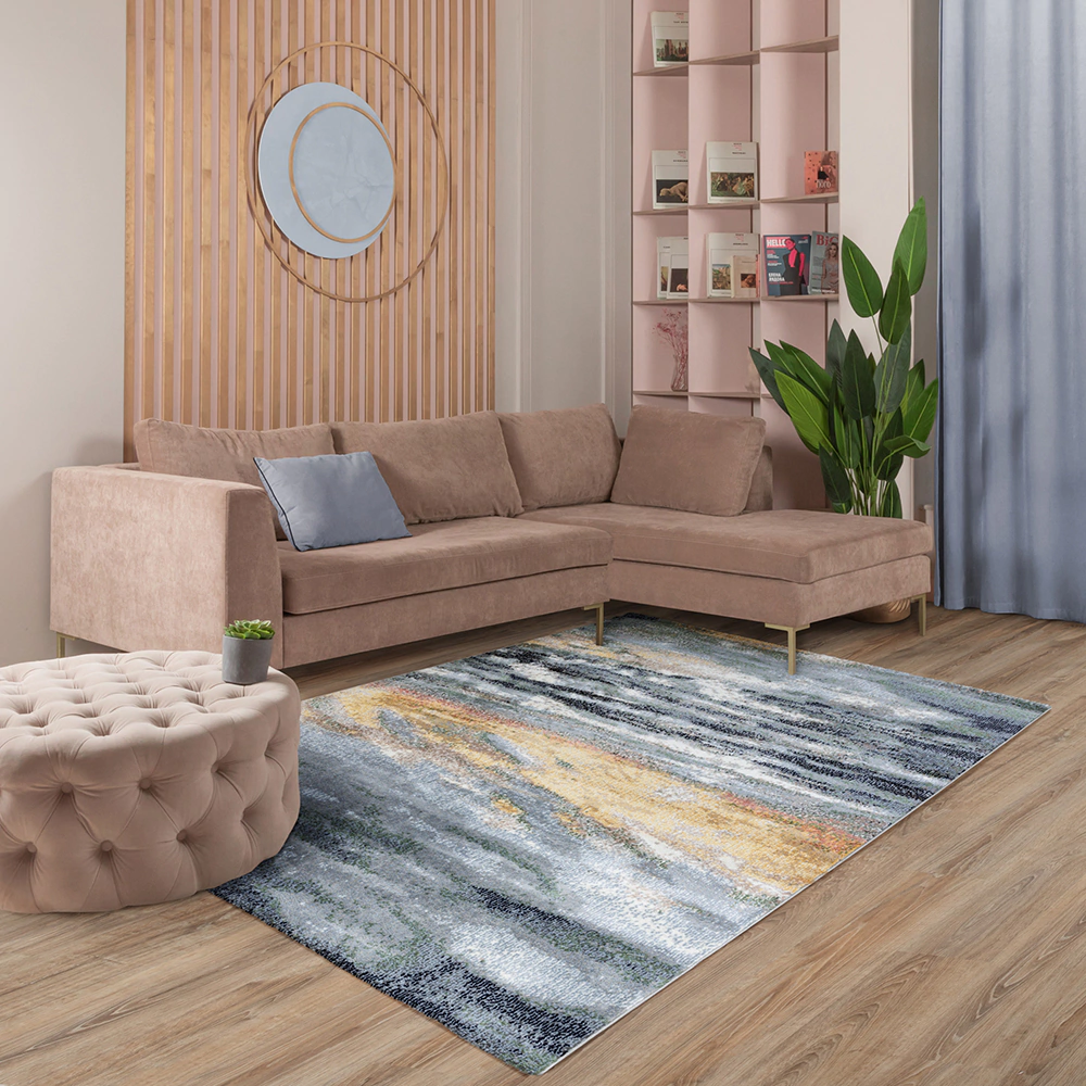 Ковер 2,4х3,4 м голубой-желтый Elsa M484A