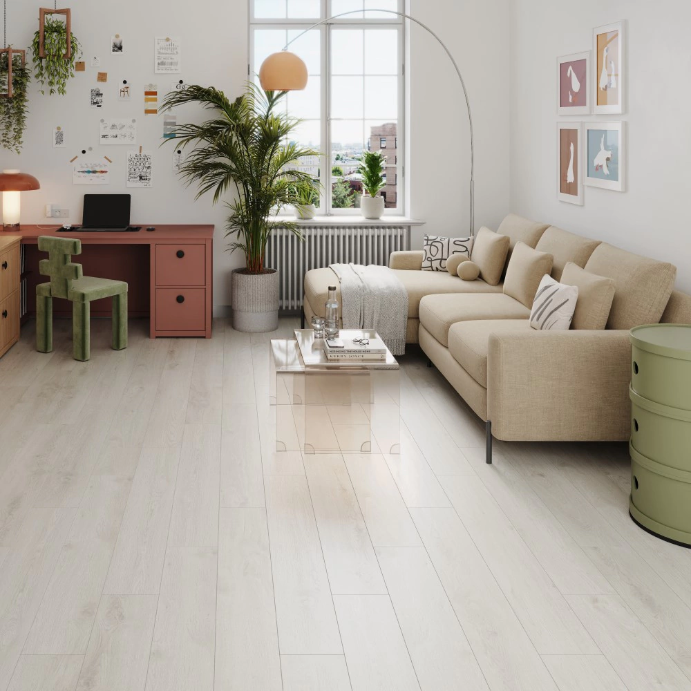 Ламинат 8 мм 33 класс с фаской 1,994 м2 EGGER Хоум Дуб Ривалго белый