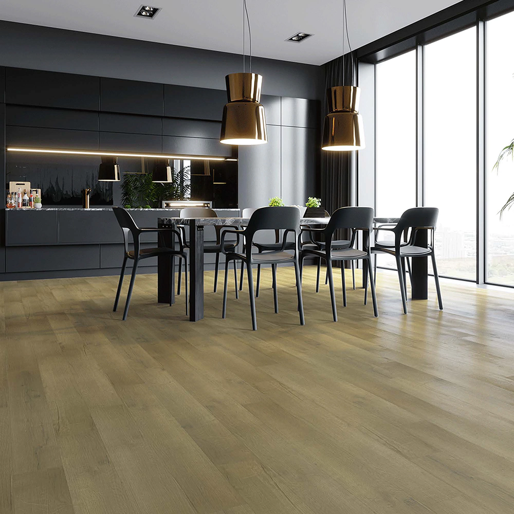 Плитка ПВХ замковая HOME EXPERT Янтарный пляж с микрофаской 3,5 мм АС4/32 класс 2,196 м2