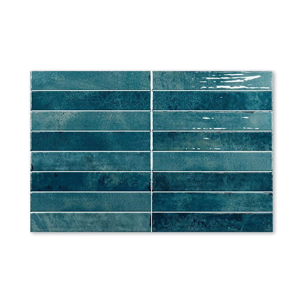 Плитка настенная 5х30 см Никайя/Nikaia синяя глянцевая