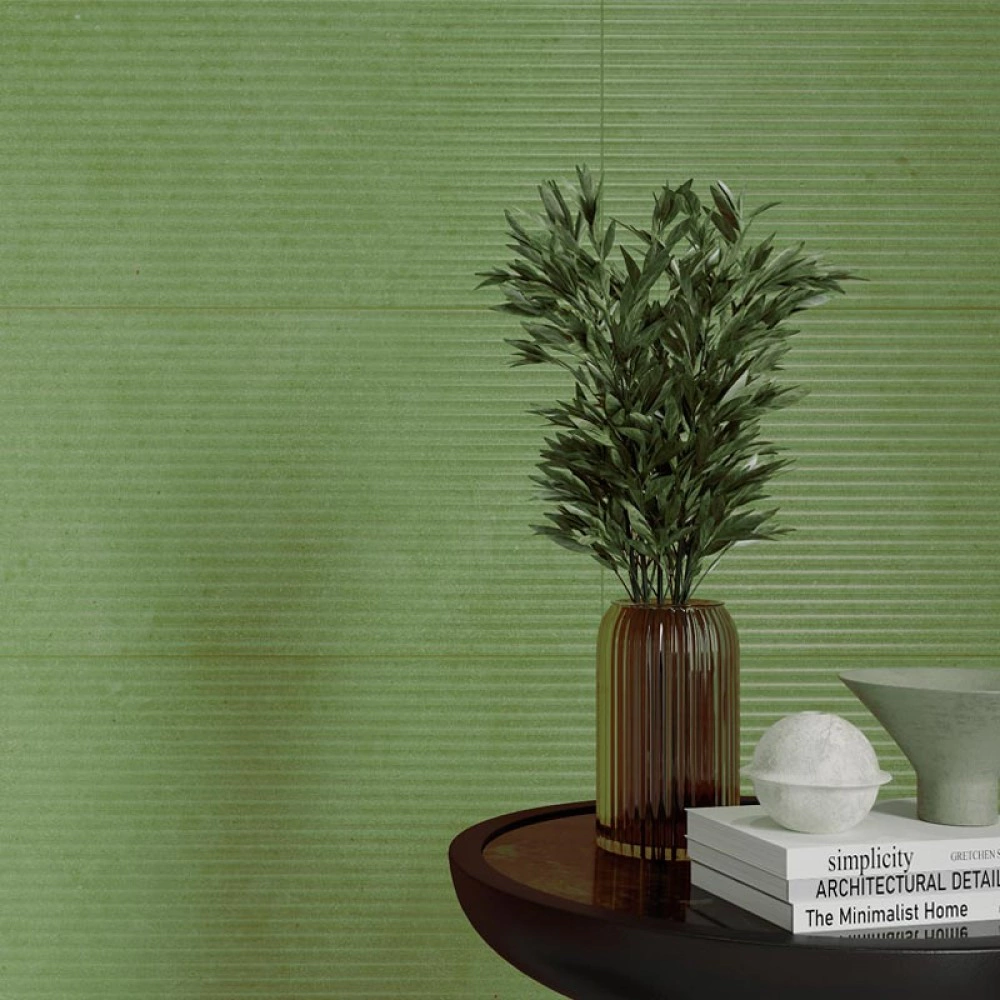 Плитка настенная Ваби-Саби зеленая 30х90 см