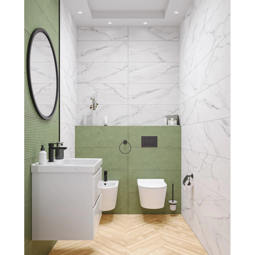 Плитка настенная Ваби-Саби зеленая 30х90 см