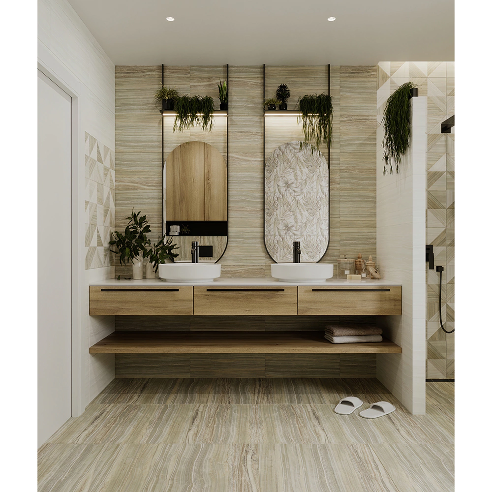 Декор настенный Палиссандро оливковый гео 30х60 см